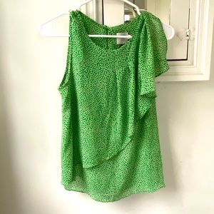 Anthropologie HD in Paris green and white blouse